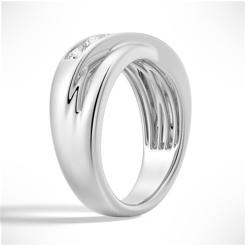 Crossover Channel Set Moissanite Men's Wedding Band