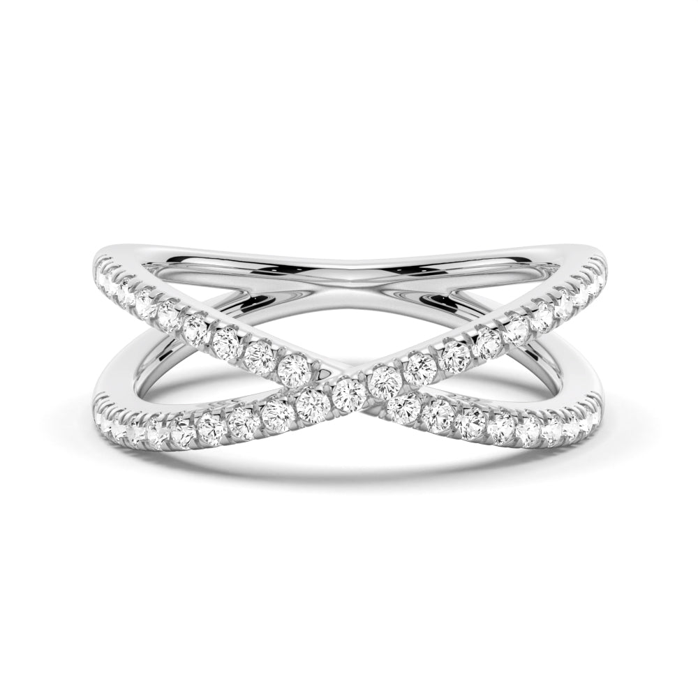 Crossover Moissanite Wedding Band