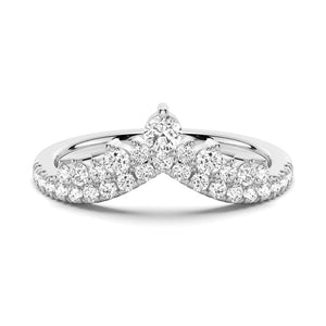 Curved Crown Double Row Moissanite Wedding Band