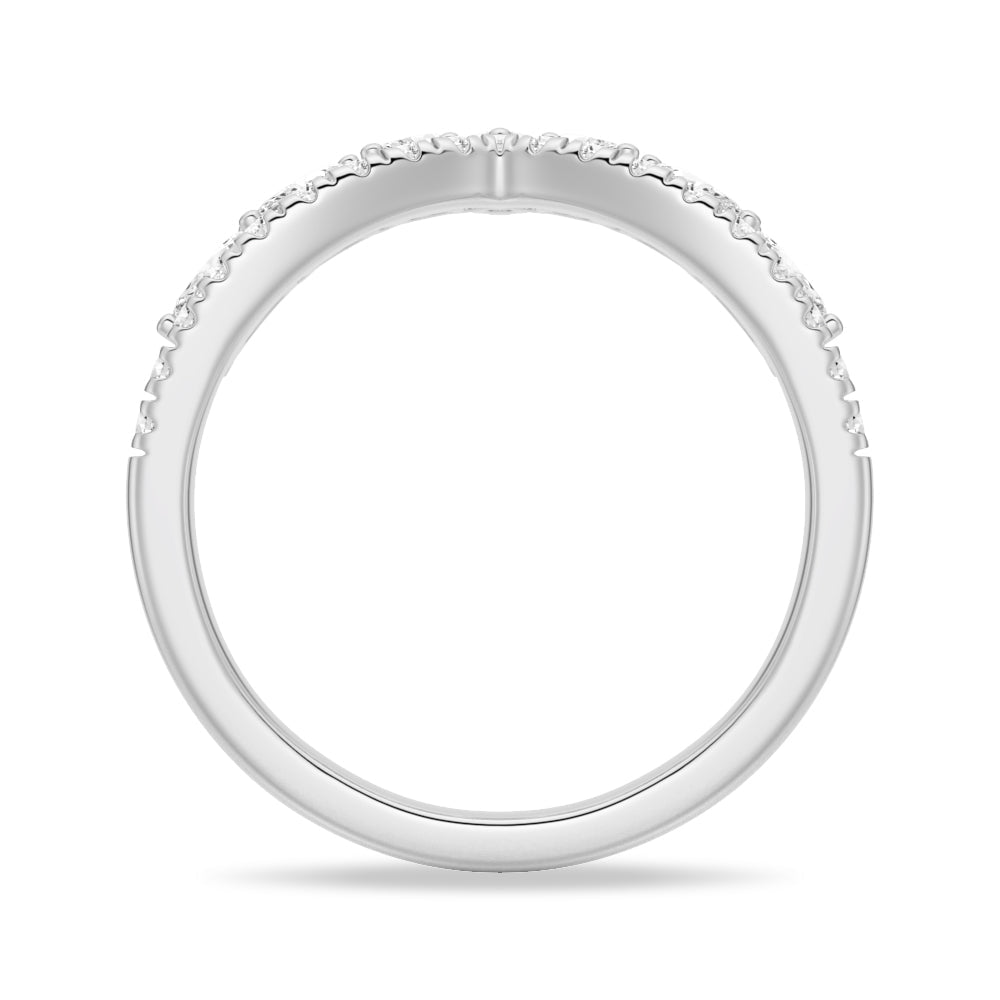 Curved Crown Marquise and Round Moissanite Wedding Band