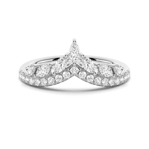 Curved Crown Marquise and Round Moissanite Wedding Band