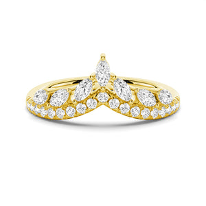 Curved Crown Marquise and Round Moissanite Wedding Band