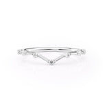 Curved Round Cut Moissanite Wedding Band