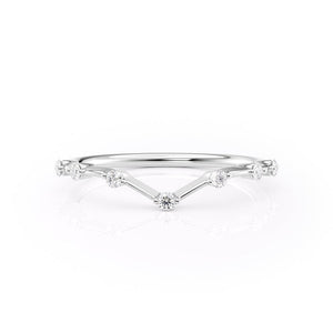 Curved Round Cut Moissanite Wedding Band