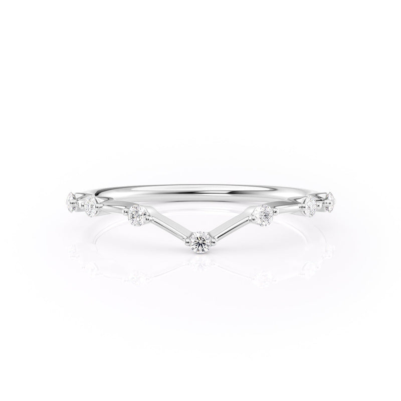 Curved Round Cut Moissanite Wedding Band