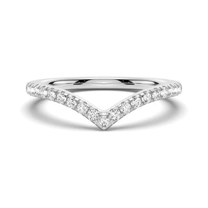 Curved V Moissanite Wedding Band