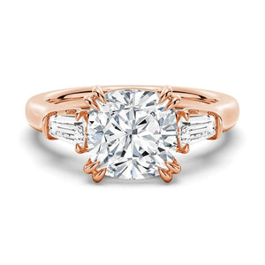 Cushion Cut Engagement Ring with Tapered Baguette Side Stones