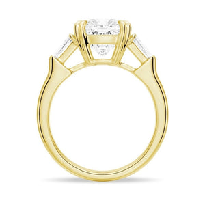 Cushion Cut Engagement Ring with Tapered Baguette Side Stones