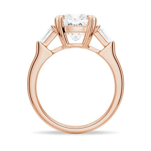 Cushion Cut Engagement Ring with Tapered Baguette Side Stones