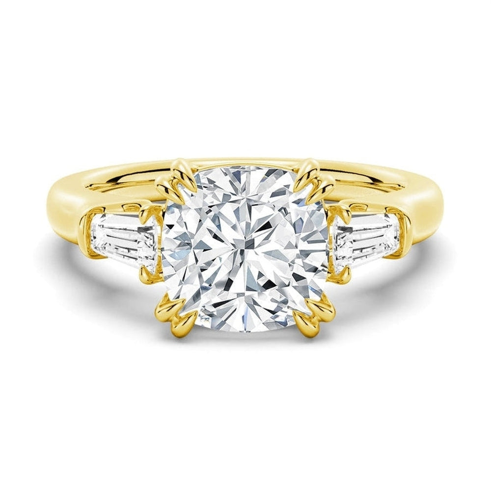 Cushion Cut Engagement Ring with Tapered Baguette Side Stones