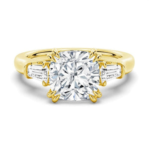 Cushion Cut Engagement Ring with Tapered Baguette Side Stones