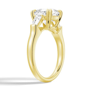 Cushion Cut Engagement Ring with Tapered Baguette Side Stones