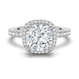 Cushion Cut Halo Moissanite Engagement Ring