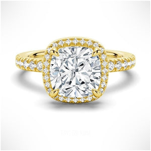 Cushion Cut Halo Moissanite Engagement Ring