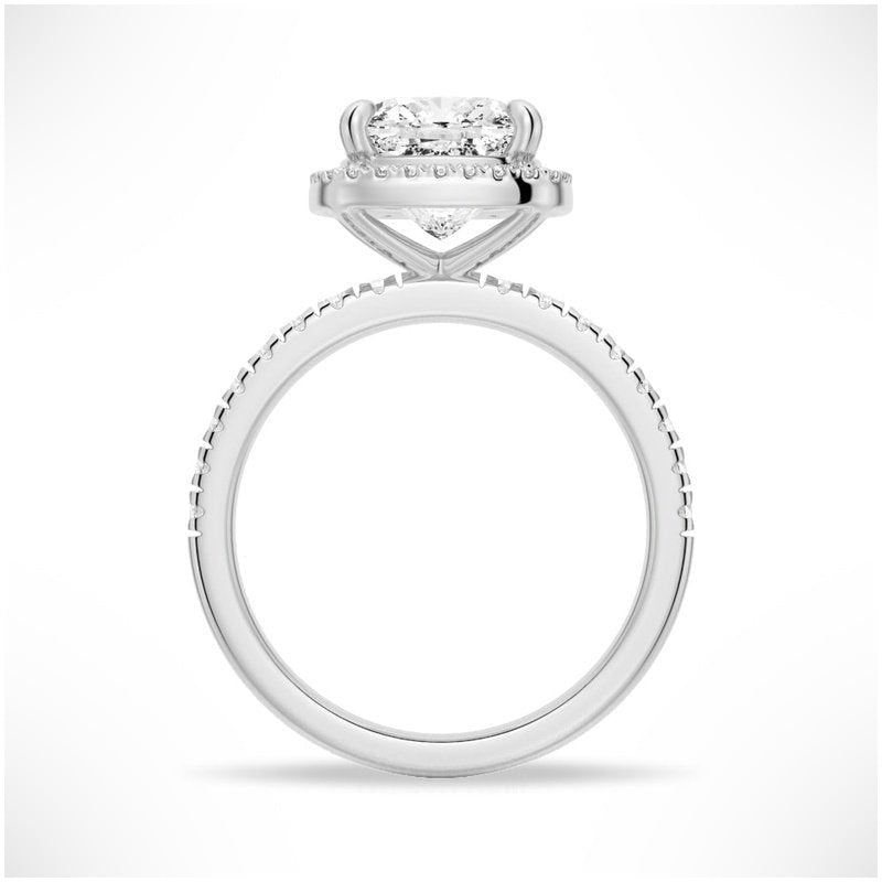 Cushion Cut Halo Moissanite Engagement Ring