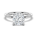 Cushion Cut Moissanite Engagement Ring With Hidden Halo