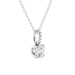 Cushion Cut Moissanite Necklace with Hidden Halo