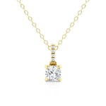 Cushion Cut Moissanite Necklace with Hidden Halo