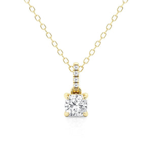 Cushion Cut Moissanite Necklace with Hidden Halo