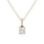 Cushion Cut Moissanite Necklace with Hidden Halo