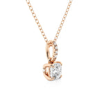 Cushion Cut Moissanite Necklace with Hidden Halo