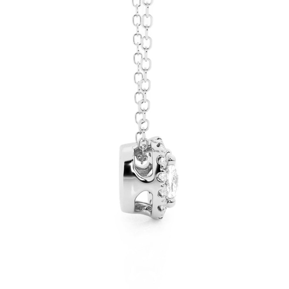 Cushion Cut Pavé Moissanite Halo Necklace