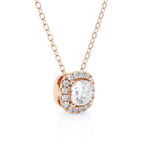 Cushion Cut Pavé Moissanite Halo Necklace