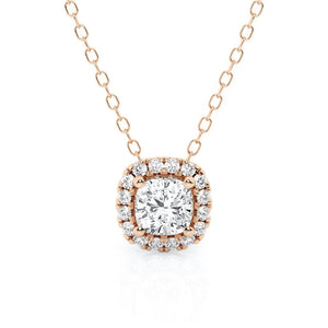 Cushion Cut Pavé Moissanite Halo Necklace