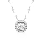 Cushion Cut Pavé Moissanite Halo Necklace