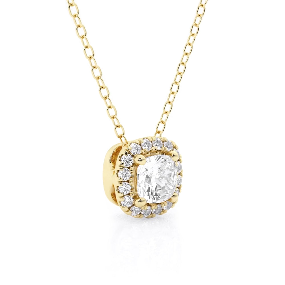 Cushion Cut Pavé Moissanite Halo Necklace