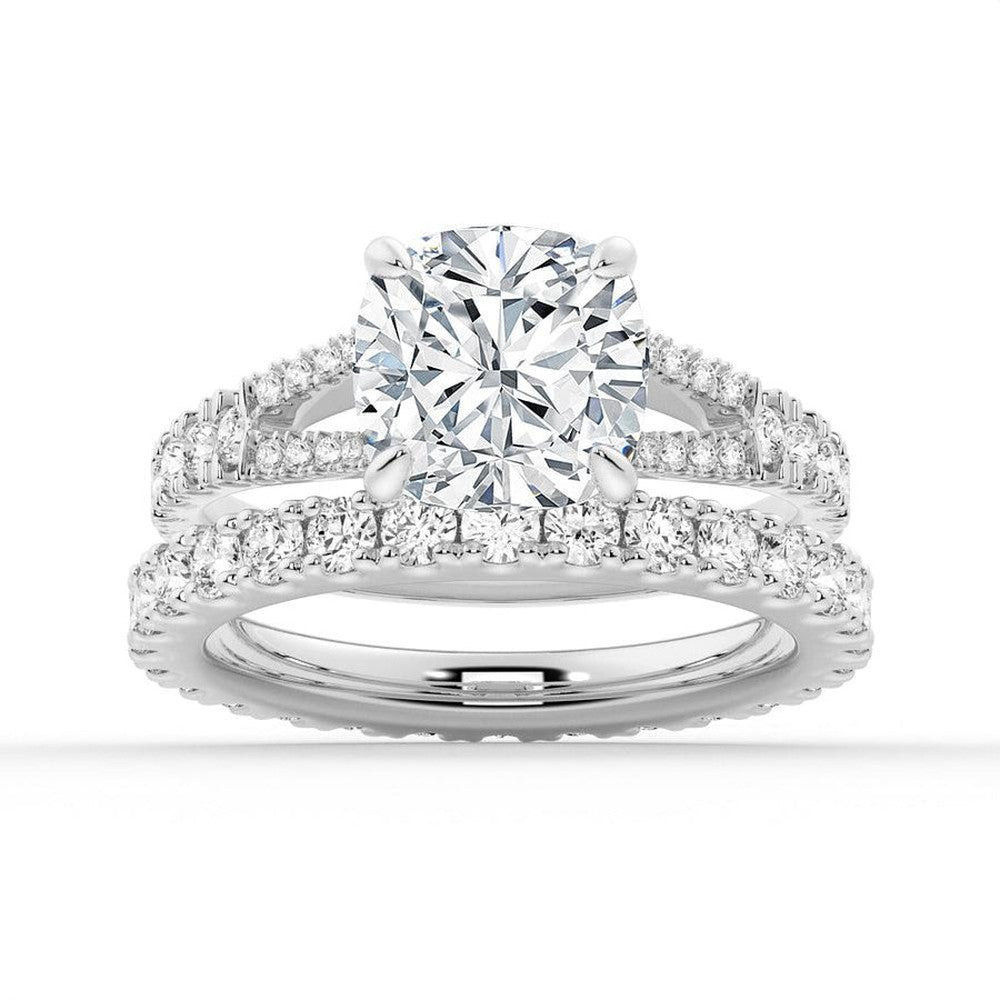 Cushion Cut Split-Shank Moissanite Bridal Set