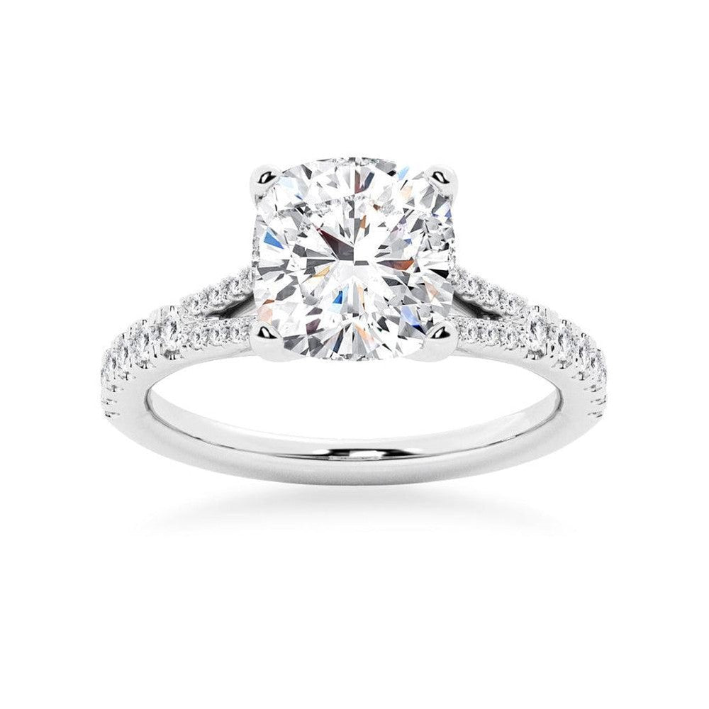 Cushion Cut Split-Shank Moissanite Bridal Set