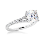 Cushion Cut Split-Shank Moissanite Engagement Ring