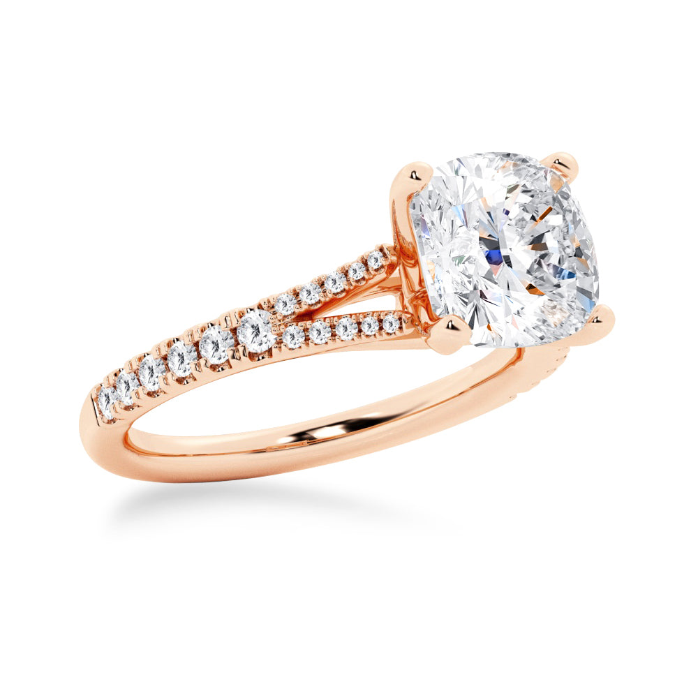 Cushion Cut Split-Shank Moissanite Engagement Ring