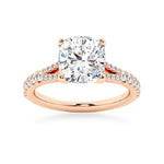 Cushion Cut Split-Shank Moissanite Engagement Ring