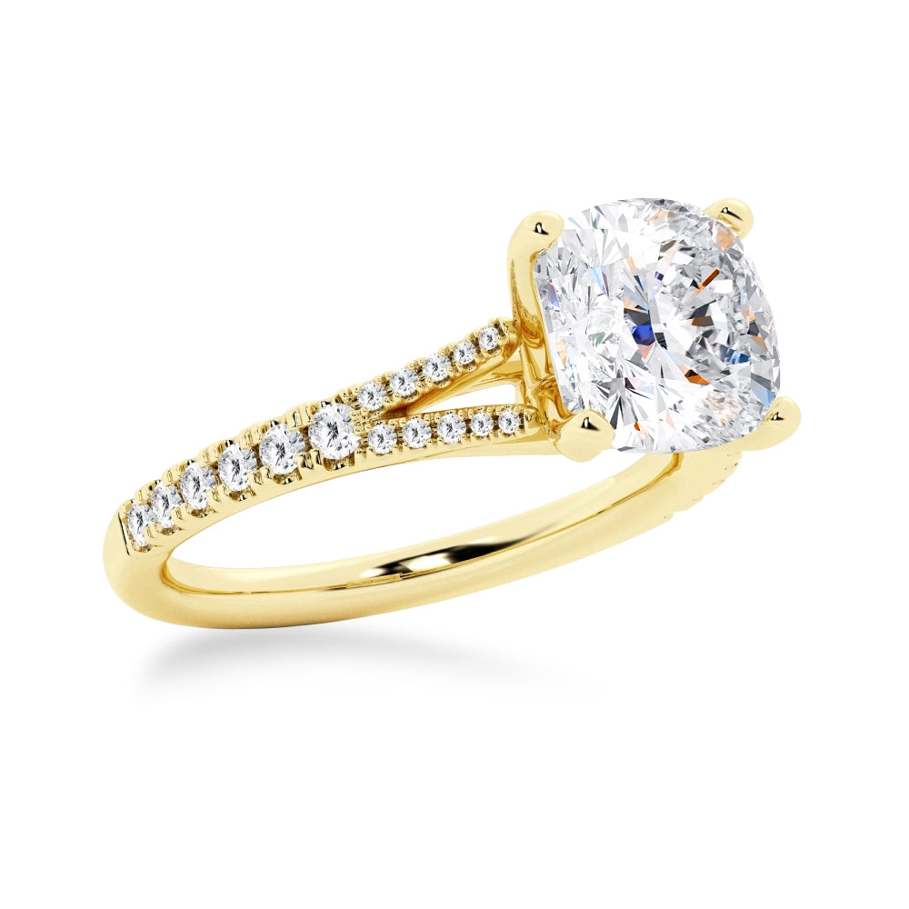 Cushion Cut Split-Shank Moissanite Engagement Ring