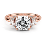 Cushion Lab Grown Diamond Engagement Ring With Half-Moon Sidestones