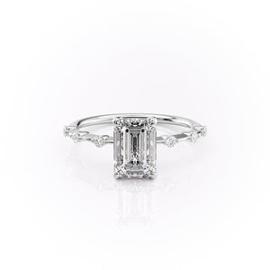 Custom 0.8 CT Emerald Cut Moissanite Engagement Ring