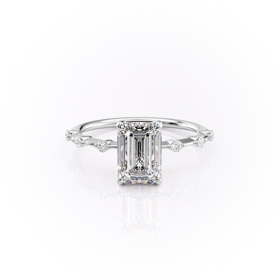 Custom 0.8 CT Emerald Cut Moissanite Engagement Ring