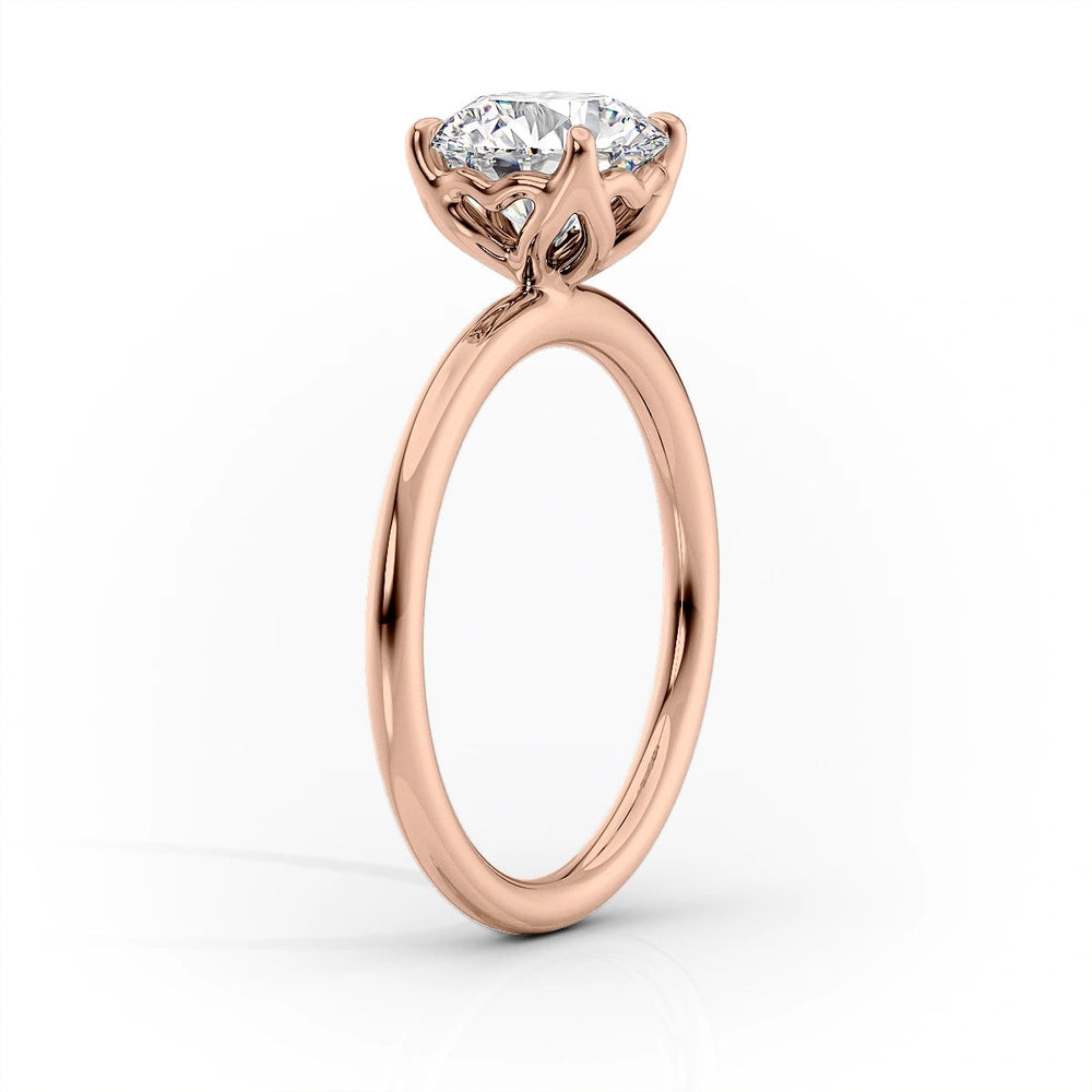 Delicate Petal Prongs Moissanite Engagement Ring