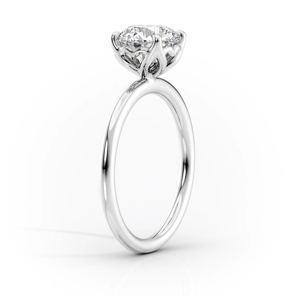 Delicate Petal Prongs Moissanite Engagement Ring