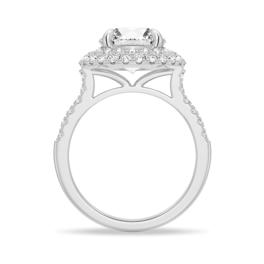 Double Micropavé Halo Moissanite Engagement Ring With Accents