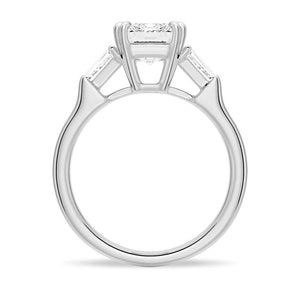 Double Prong Emerald-Cut Engagement Ring with Tapered Baguette Stones