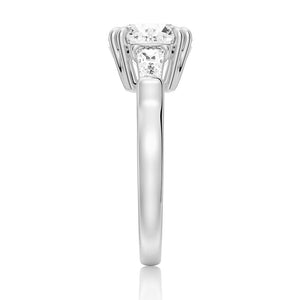 Double Prong Lab Grown Diamond Engagement Ring with Tapered Baguette Stones