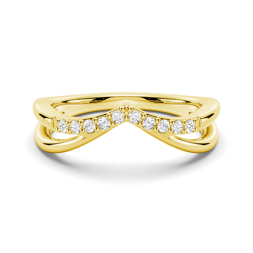 Double Row Curved Crossover Wedding Band