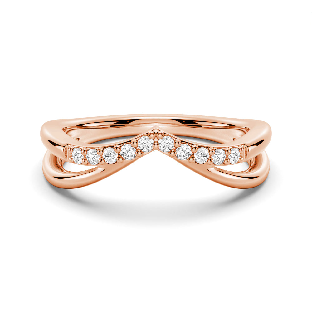 Double Row Curved Crossover Wedding Band