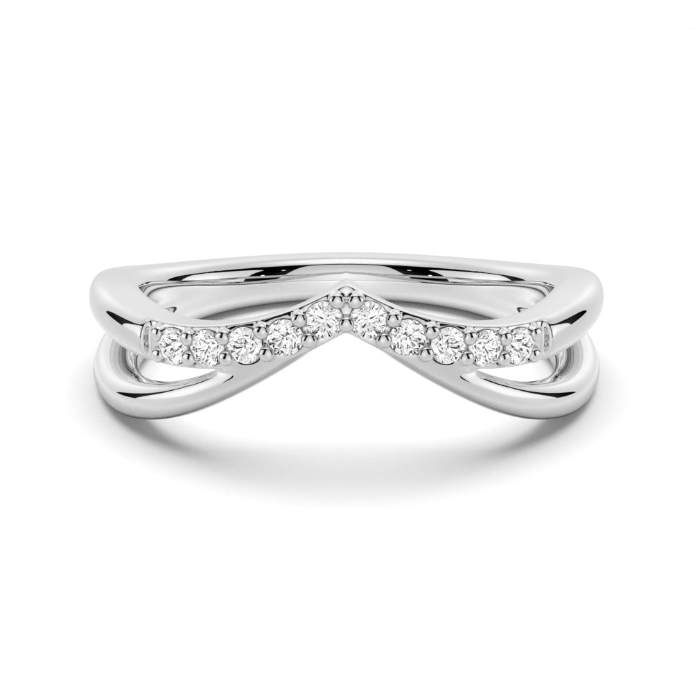 Double Row Curved Crossover Wedding Band