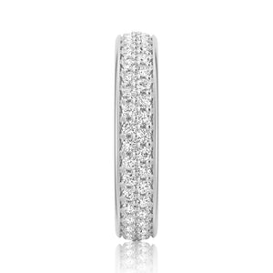 Double Row Pavé Moissanite Eternity Wedding Band