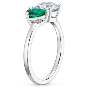 Double Stone Pear Cut Emerald Engagement Ring