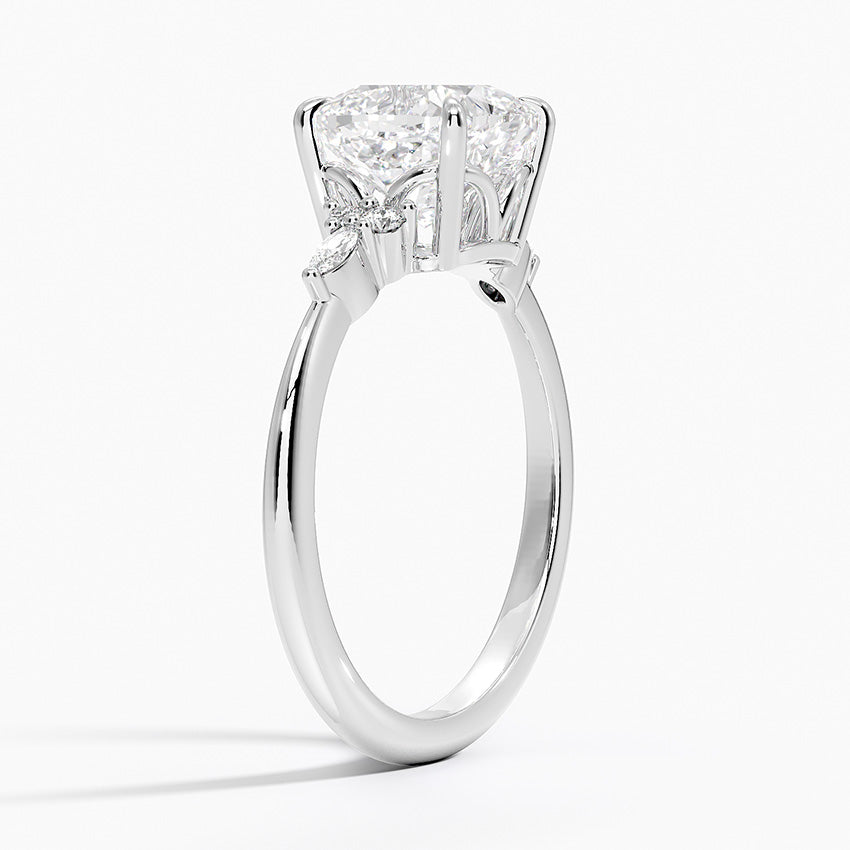 Elegant Cushion Moissanite Engagement Ring with Accent Stones